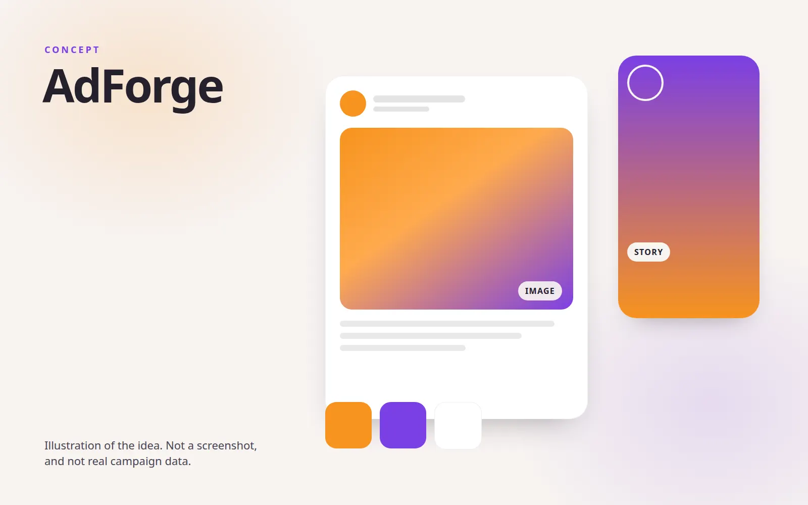 Concept illustration of an AdForge ad preview, not a product screenshot